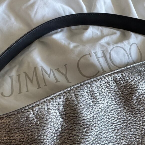 Beautiful AUTHENTIC Jimmy Choo Metallic Silver Pebbled Leather Bag - LIKE NEW! - Picture 9 of 14